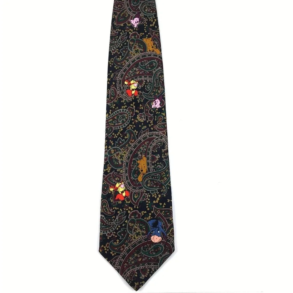 Disney Tie Men's Paisley Winnie The Pooh Piglet Tiger Eeyore Necktie Korea 56